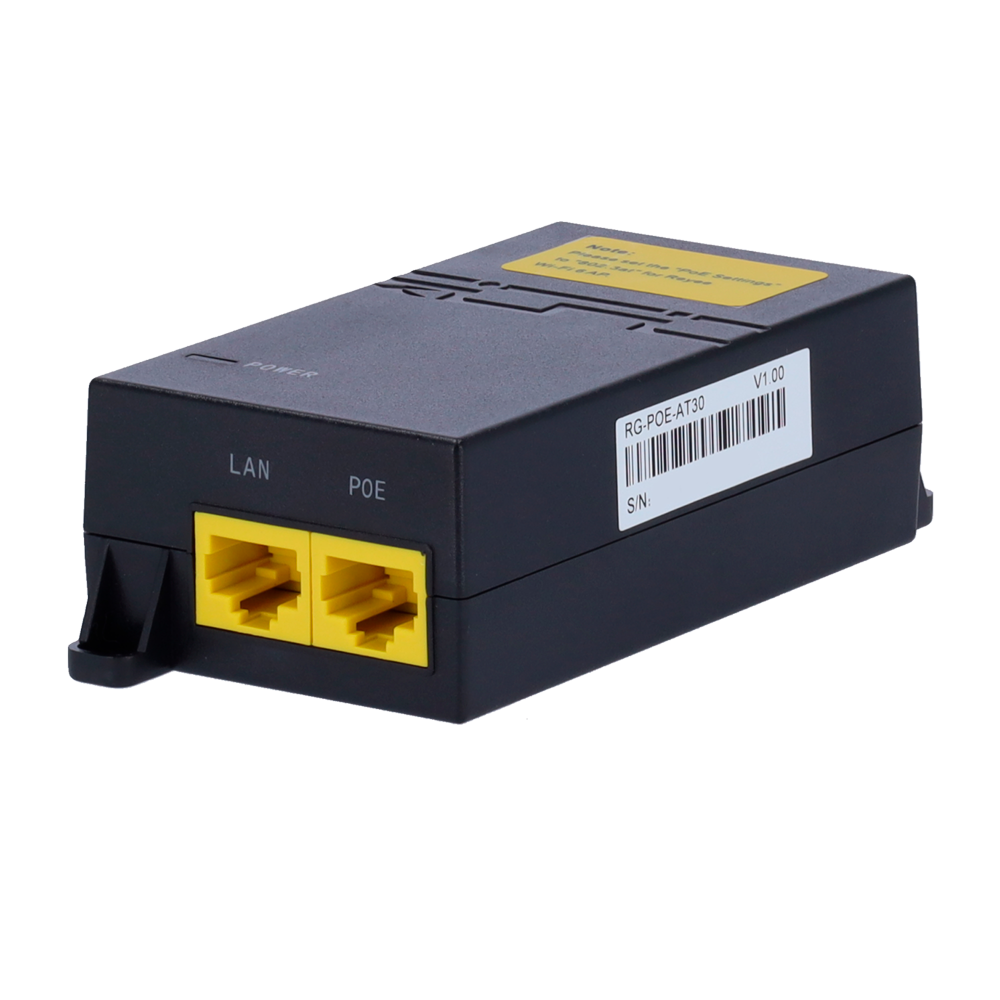 [RG-POE-AT30] (RG-POE-AT30) Ruijie - Injecteur PoE IEEE802.3at - Ports RJ45 10/100/1000 Mbps - Puissance 30 W - Distance maximale 100 m - Design compact