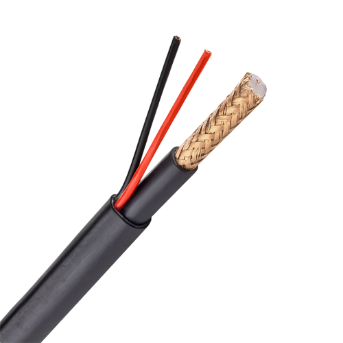 (RG59P-300-LSZH) Câble Combiné - RG59 + alimentation - Bobine de 300 mètres - Gaine Noire - Gaine extérieur LSZH - Faibles pertes