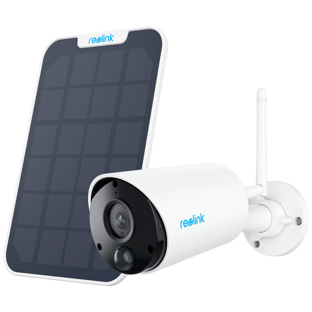 (RL-ARGUS-ECO-B320-SOLARKIT) Caméra Wi-Fi Reolink alimentée par batterie avec panneau solaire - 3MP (2304 x 1296) - IR 10 m / Sirène - Détection PIR des personnes et des véhicules - Audio bidirectionnel / Emplacement carte microSD - Adapté pour extérieur