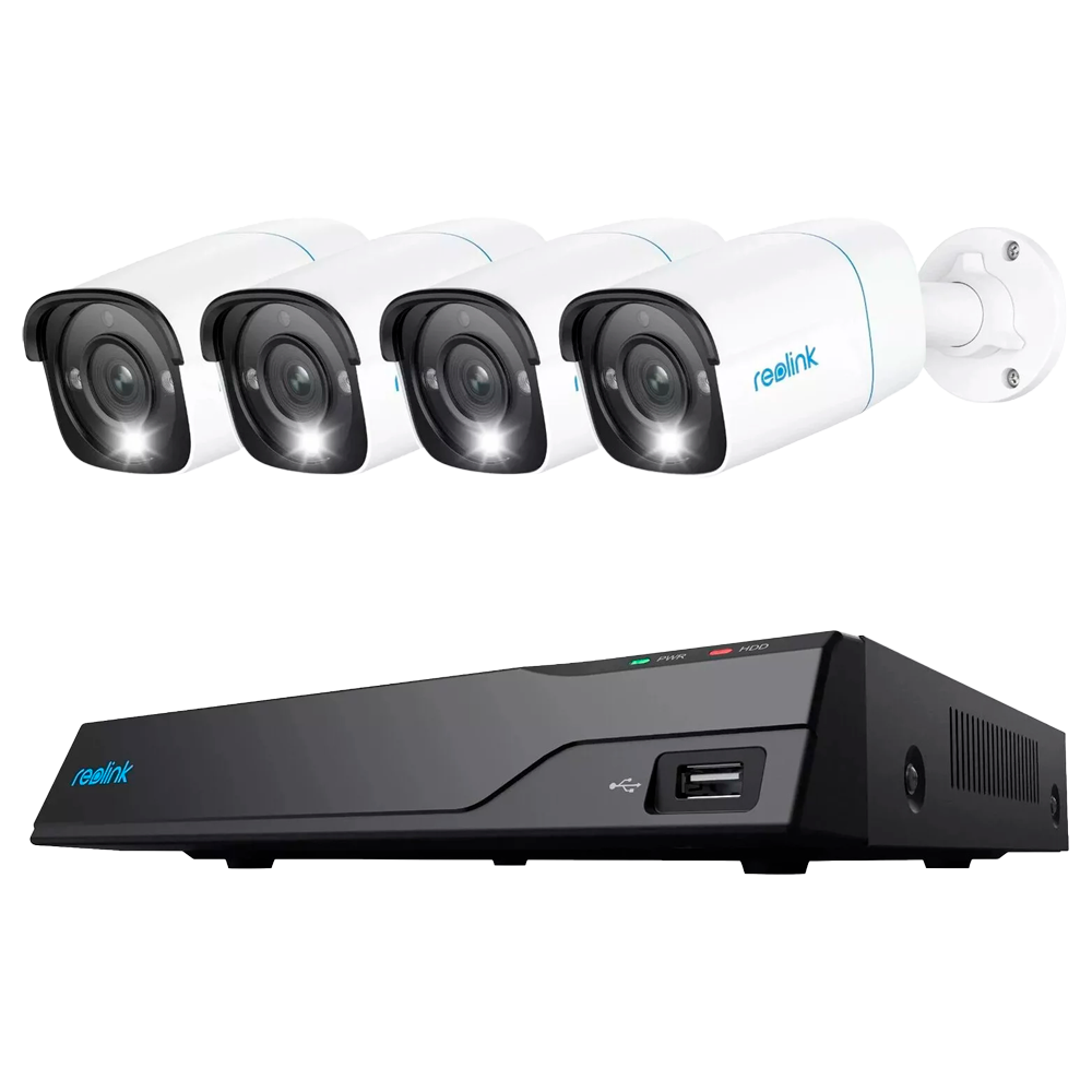 (RL-NVS8-5MB4) Kit NVR PoE Reolink + 4 caméras 5MP PoE 2TB - 5MP (2880x1616) - Détection de personnes, d'animaux et de véhicules - e-SATA - 2TB HDD - Adapté pour extérieur