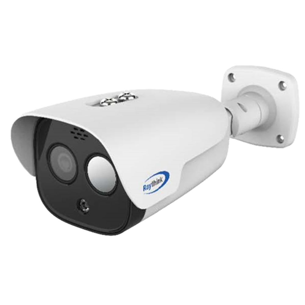 (RP-FC225T-010) Caméra thermique IP Raythink FC2 série - Capteur thermique VOx FPA 256x192 12μm Objectif 10mm - Capteur visible 1/2.8" CMOS 5Mpx Objectif 12mm - Sensibilité thermique ≤40mK - Plage de mesure de la température -20ºC~550º/±2ºC ou ±2% - Détection préventive des incendies et des intrusions