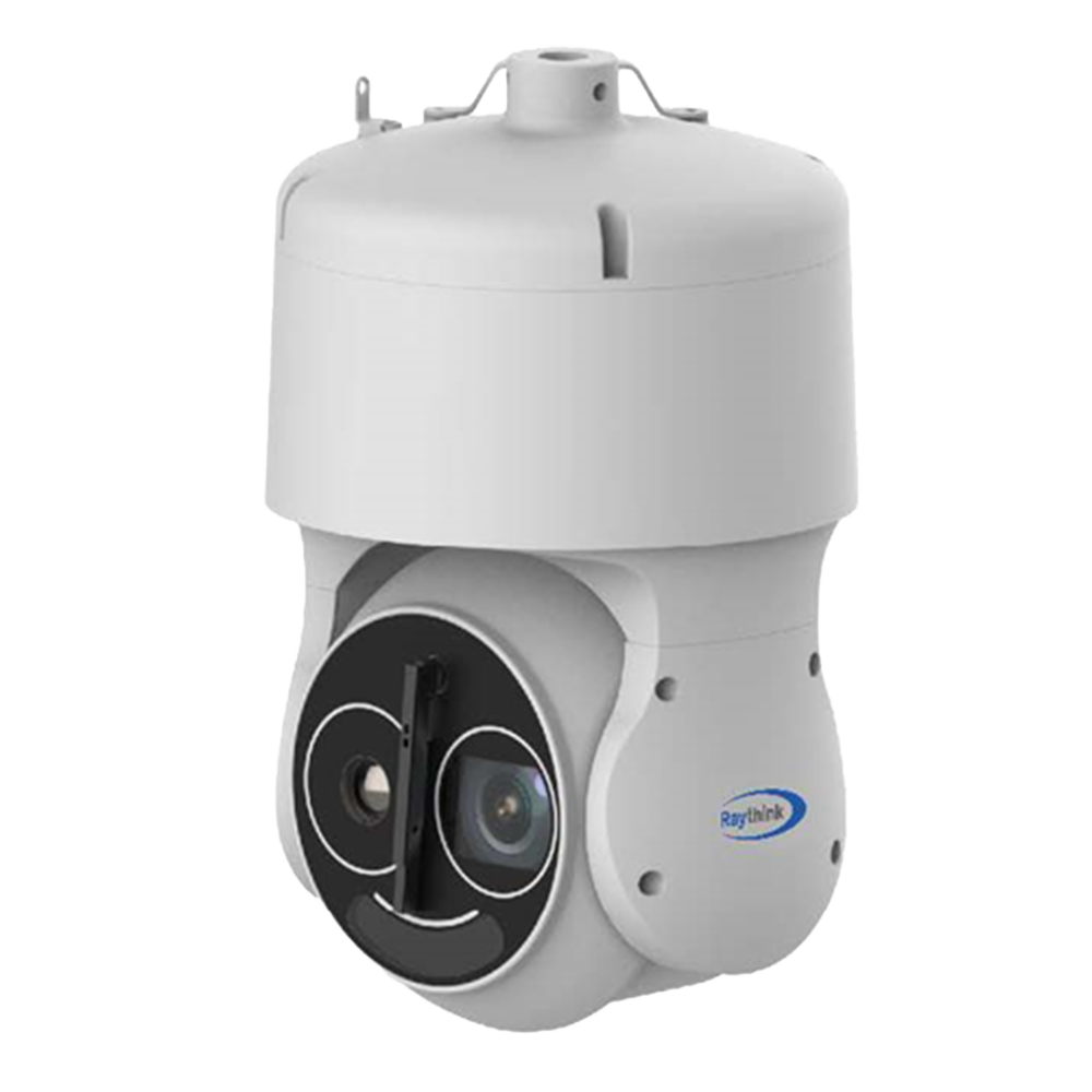 (RP-PD464T-050) Série Raythink speed dome bi-spectrum PD4 - Capteur thermique 640x512 VOx non refroidi 12μm - Sensibilité thermique ≤40mK (@25°C,F#1.0,25Hz) - Capteur visible 1/1.8" 4Mpx CMOS - Objectif thermique 50mm - Objectif visible 6.5~240mm (zoom 37X))