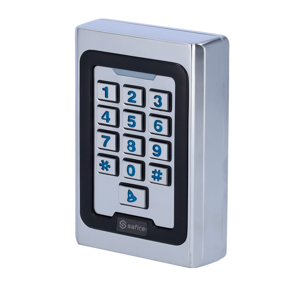 (SF-AC102-MF) Contrôle d´accès autonome - Accès par carte MF et PIN - Sortie relais, bouton-poussoir et sonerie - Wiegand 26 - Contrôle du temps - Apte pour intérieur