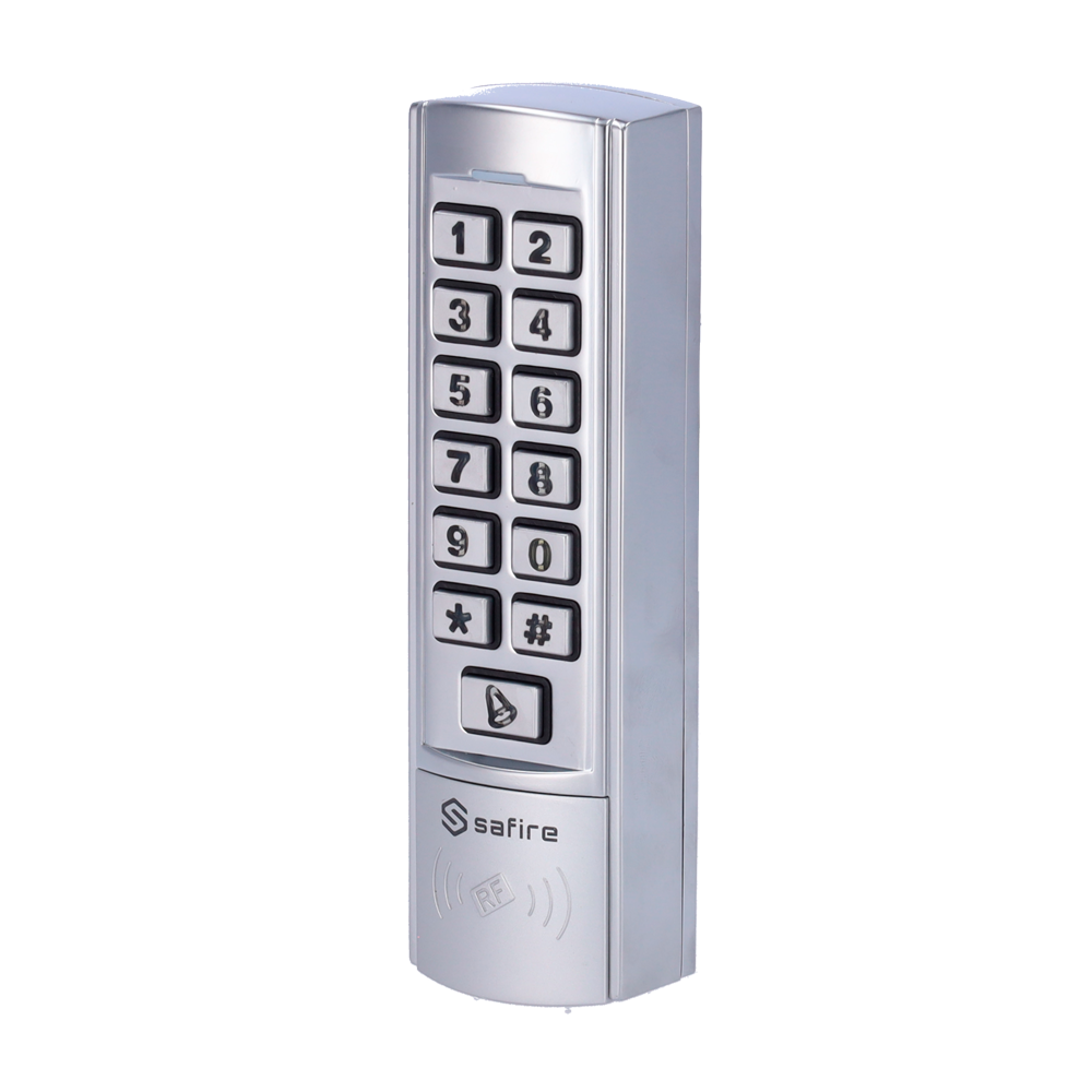(SF-AC106) Contrôle d´accès autonome - Accès par carte EM et PIN - Sortie relais, bouton-poussoir et sonerie - Wiegand 26 | Design compact - Contrôle du temps - Apte pour extérieur IP68