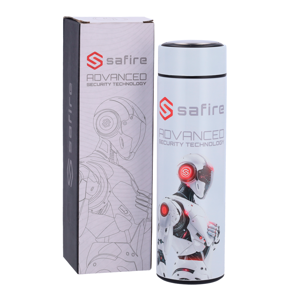 (SF-BOTTLE-ROBOT) Safire - Bouteille - Couleur blanche - Bague d'étanchéité - Acier inoxydable 304