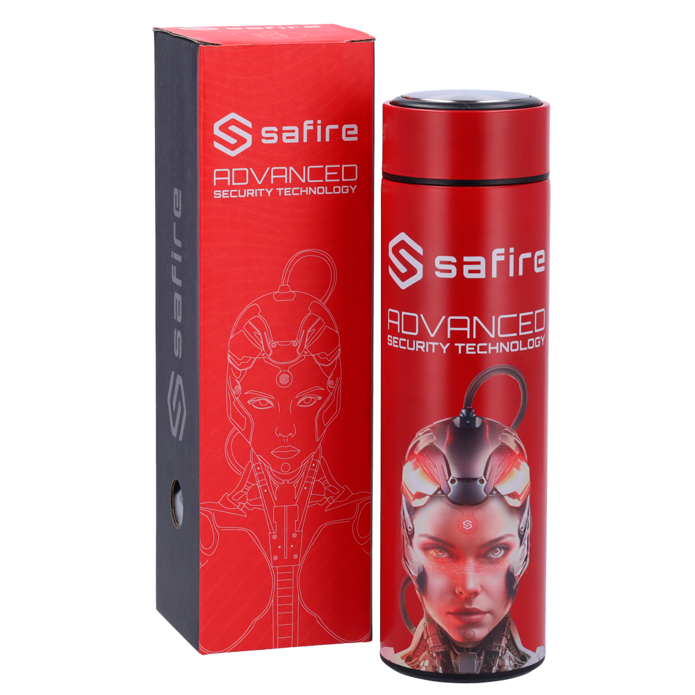(SF-BOTTLE-WOMAN) Safire - Bouteille - Couleur rouge - Bague d'étanchéité - Acier inoxydable 304