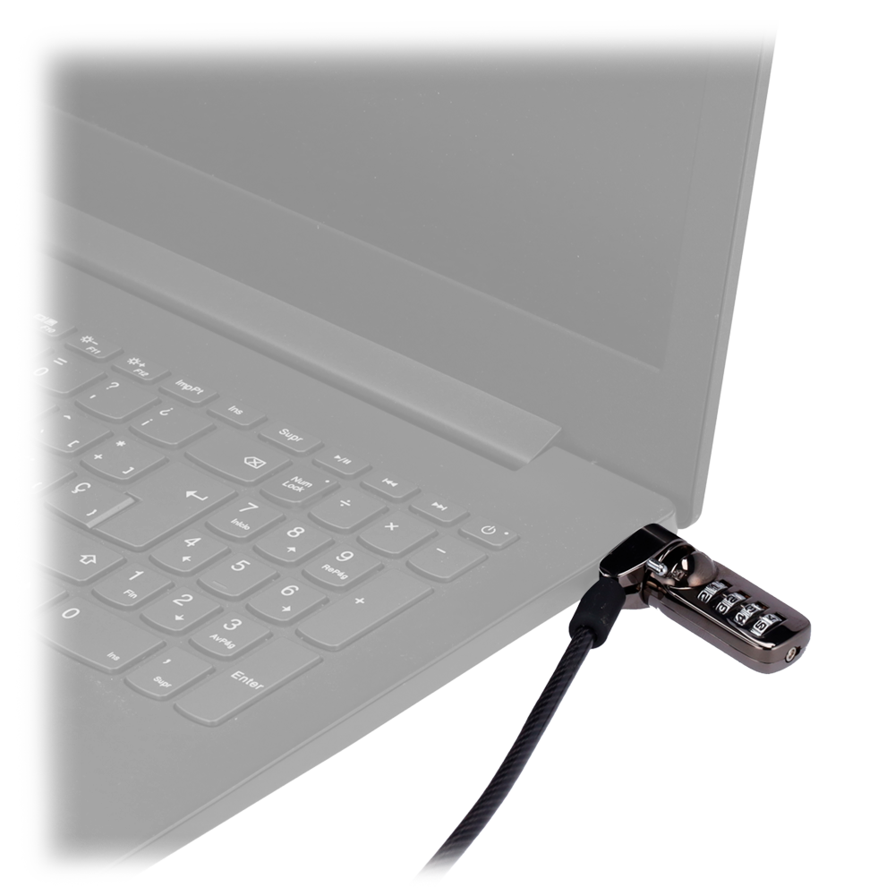 (SF-EASROPE-200) Cordon antivol EAS - Convient aux ordinateurs portables - Ouverture avec code de 4 chiffres - Dimensions de la serrure: 5 (An) x 7 (Al) mm - Longueur du cordon: 200 mm - Fabriqué en acier et en aluminium