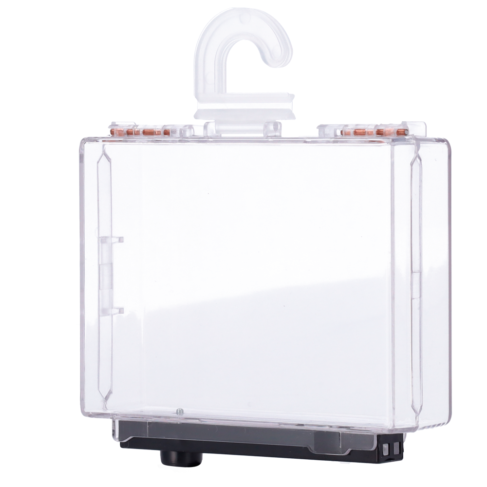 (SF-EASSAFER101-AM) Protection électronique anti-vol EAS - AM 58 kHz | Déblocage magnétique - Boîtier en polycarbonate transparent - Mesures int.: 110 (L) x 125 (H) x 36 (Pr) mm - Étendue de l'étude.: 117 (L) x 85 (H) x 33 (Pr) mm - Compatible avec les antennes AM