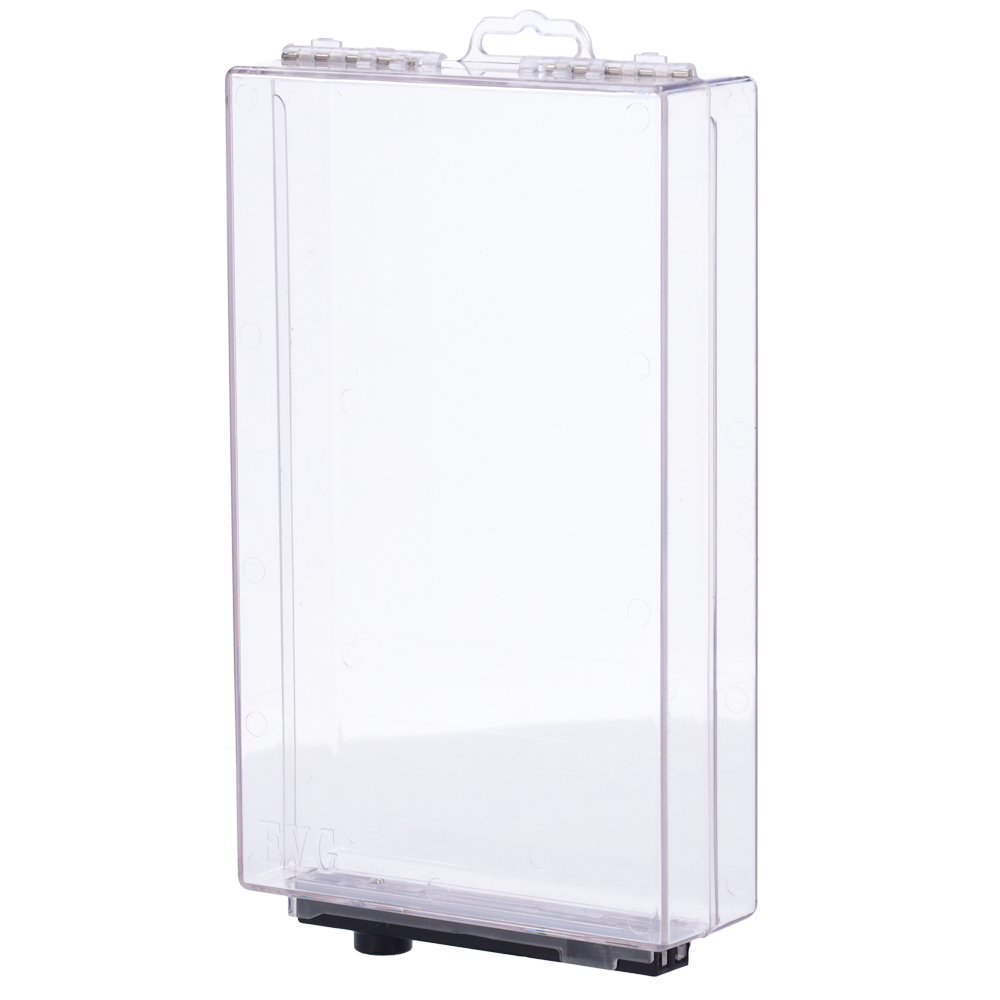 [SF-EASSAFER105-AM] (SF-EASSAFER105-AM) Protection électronique anti-vol EAS - AM 58 kHz | Déblocage magnétique - Boîtier en polycarbonate transparent - Mesures int.: 220 (L) x 120 (H) x 45 (Pr) mm - Étendue de l'étude.: 182 (L) x 115 (H) x 40 (Pr) mm - Compatible avec les antennes AM