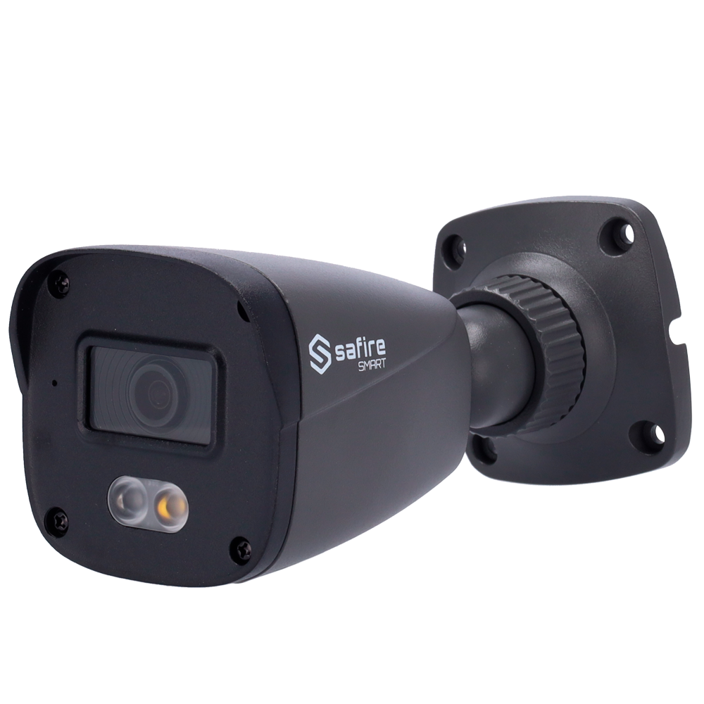 (SF-IPB070A-2B1-DL-GREY) Safire Smart - Caméra IP Bullet gamme B1 avec double éclairage - 1/3" Progressive Scan CMOS - Résolution 2 Mégapixel (1920x1080) - Objectif 2.8 mm | IR &amp; LED jusqu'à 20m - Étanchéité IP67 | PoE (IEEE802.3af)