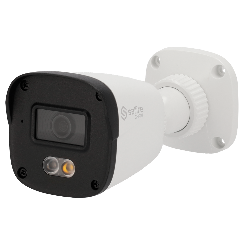 (SF-IPB070A-4B1-DL) Safire Smart - Caméras Bullet IP gamme B1 - Résolution 4 Mégapixel (2566x1440) - Objectif 2.8 mm | Détection de mouvement avancée - Double lumière: IR + Portée de la cible 20 m | Microphone - Étanchéité IP67 | PoE (IEEE802.3af)