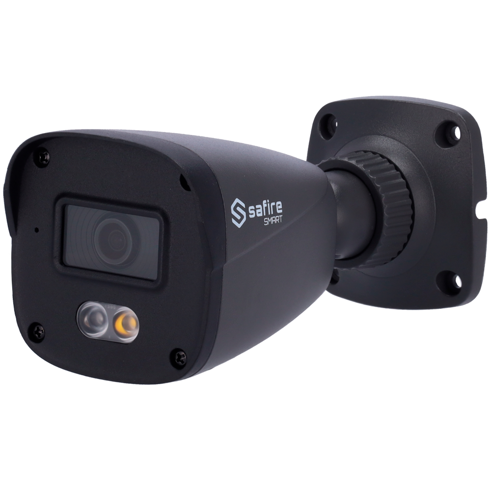 (SF-IPB070A-4B1-DL-GREY) Safire Smart - Caméras Bullet IP gamme B1 - Résolution 4 Mégapixel (2566x1440) - Objectif 2.8 mm | Détection de mouvement avancée - Double lumière: IR + Portée de la cible 20 m | Microphone - Étanchéité IP67 | PoE (IEEE802.3af)