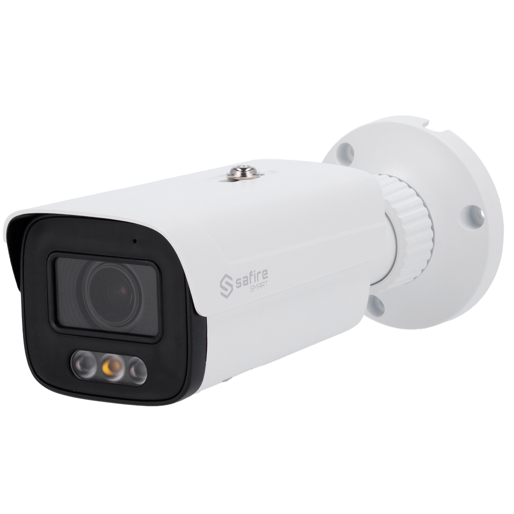(SF-IPB580ZA-8E1-DL) Safire Smart - Caméra Bullet IP gamme E1 Intelligence artificielle - Résolution 8 Mégapixel (3840 × 2160) - Objectif motorisé 2.8-12 mm | Audio IN | DL 50m - IA: Classification des personnes et des véhicules - Étanchéité IP67 | PoE (IEEE802.3af)