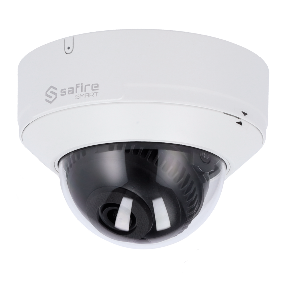 (SF-IPD040A-4I1) Safire Smart - Caméra Dôme IP gamme I1 AI Avancé - Résolution 4 Mégapixel (2592x1520) - Objectif 2.8 mm | Audio et alarmes | IR 30m - IA avancée:Périmètre, visage, comptage, métadonnées - Étanchéité IP67 &amp; IK10 | PoE (IEEE802.3af)