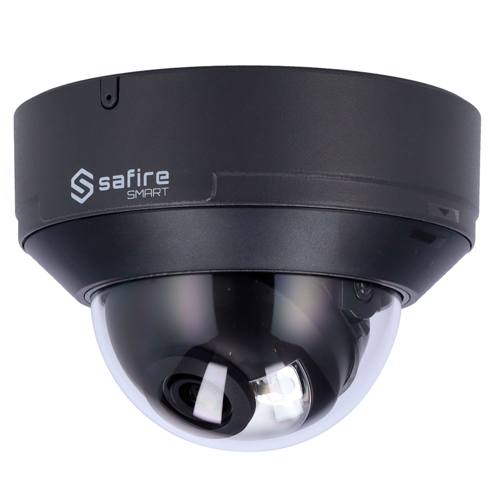 (SF-IPD040A-4I1-DL-GREY) Safire Smart - Caméra Dôme IP gamme I1 avec IA avancée et DualLight - Résolution 4 Mégapixel (2688x1520) - Objectif 2.8mm | Audio | Alarmes | IR 30m &amp; WL 30m  - IA avancée:Périmètre, visage, comptage, métadonnées - IP67 &amp; IK10 | PoE (IEEE802.3af) | P2P