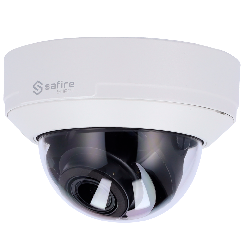 (SF-IPD540ZA-6I1) Safire Smart - Caméra Dôme IP gamme I1 IA avancée - Résolution 6 Mégapixel (3296×1856) - Objectif motorisé 2.8-12 mm | Microphone | IR 50m - IA avancée:Humain, véhicule et véhicule 2 roues - Étanchéité IP67 | PoE (IEEE802.3af) | Alarme