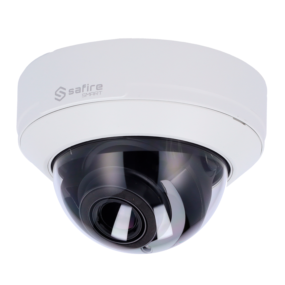 (SF-IPD540ZA-8I2) Safire Smart - Caméra Dôme IP gamme I2 AI Avancé - Résolution 8 Mégapixel (3840x2160) - Objectif motorisé 2.8-12 mm | Audio | IR 50m - IA avancée: Métadonnées vidéo et détection faciale - Étanchéité IP67 &amp; IK10 | PoE (IEEE802.3af)