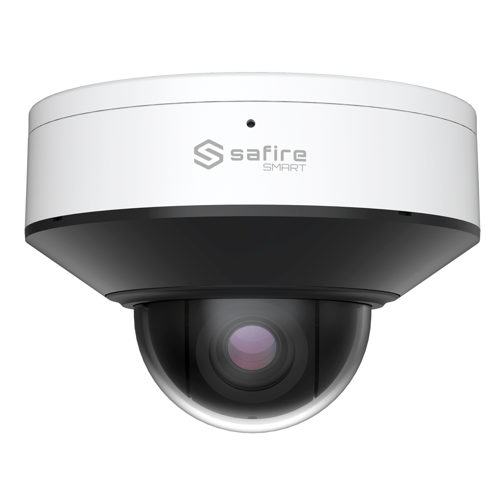 (SF-IPSD1003ITA-4I1) Safire Smart - Caméra IP MiniPTZ I1 Intelligence artificielle  - Résolution 4 Mégapixel (2560x1440) | WDR 120 dB - Zoom optique 3X | IR 30m - Autotracking, humain et véhicule | Alarmes - IP67, IK10 | PoE+ (IEEE802.3at)