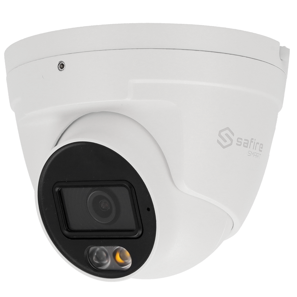 (SF-IPT020A-6B1-DL) Safire Smart - Caméra Turret IP gamme B1 avec double éclairage - Résolution 6 Mégapixels (3200×1800) - Capteur 2.8 mm | Microphone intégré - Double lumière IR + LED blanche jusqu'à 20m - Étanchéité IP67 | PoE (IEEE802.3af)