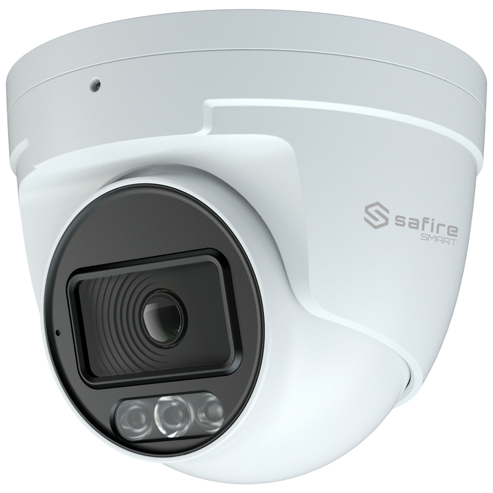 (SF-IPT020A-8I1-NIGHTPRO) Safire Smart - Caméra Turret IP gamme I1 - Résolution 8 Mégapixel (3840x2160) - Objectif 2.8 mm | Microphone | Lumière blanche 20~30m - TrueSense: Détection des personnes et des véhicules - Étanchéité IP67 | PoE (IEEE802.3af)