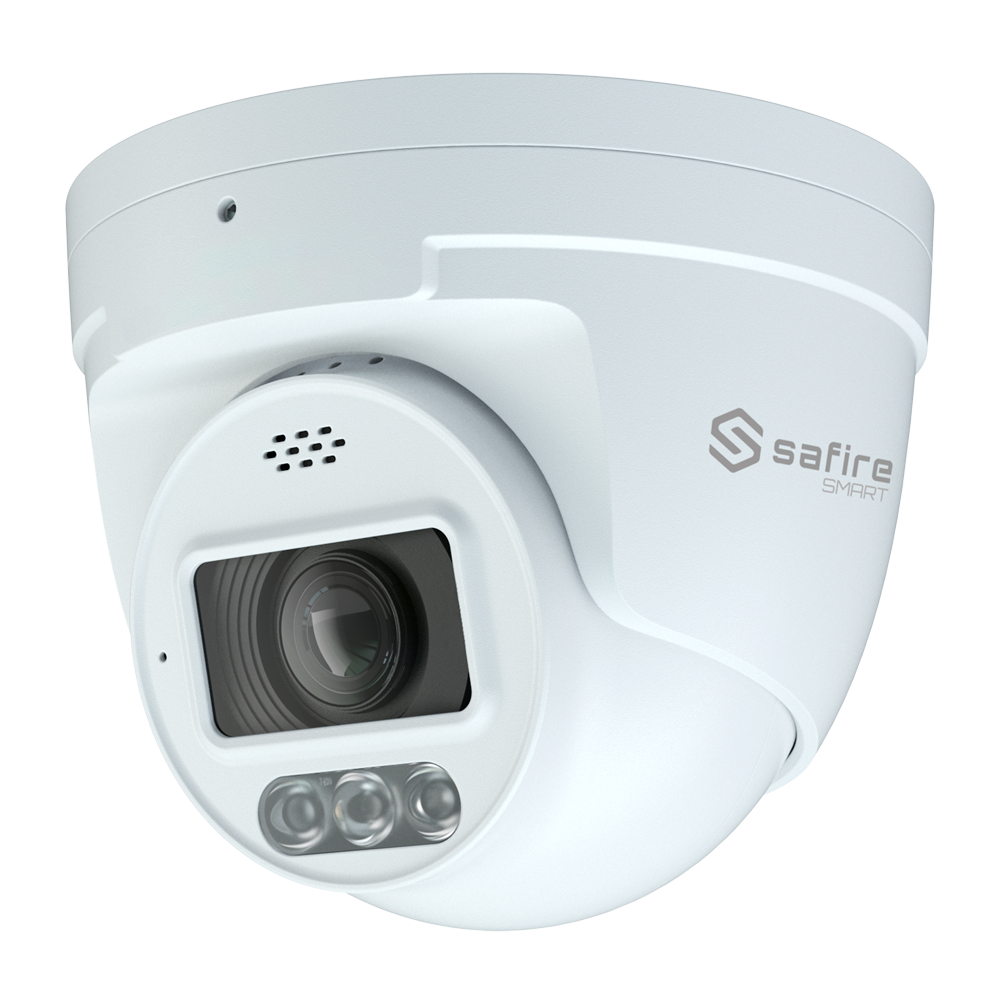 (SF-IPT511ZCA-8I1-SL) Safire Smart - Caméra Turret IP gamme I1 avec dissuasion active - Résolution 8 Mégapixel (3840x2160) - Objectif 2.8-12 mm | MIC &amp; Speaker | Duallight 40m - IA: Classification des personnes et des véhicules - Étanchéité IP67 | PoE (IEEE802.3af)