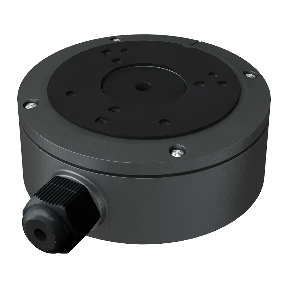 (SF-JBOX-0301-GREY) Boîte de jonction Safire Smart - Pour caméras dôme - Apte pour extérieur IP66 - Installation dans un plafond ou un mur - 46.5 (H) x 117.9 (Ø) x 143.3 (F) mm - Passage de câble