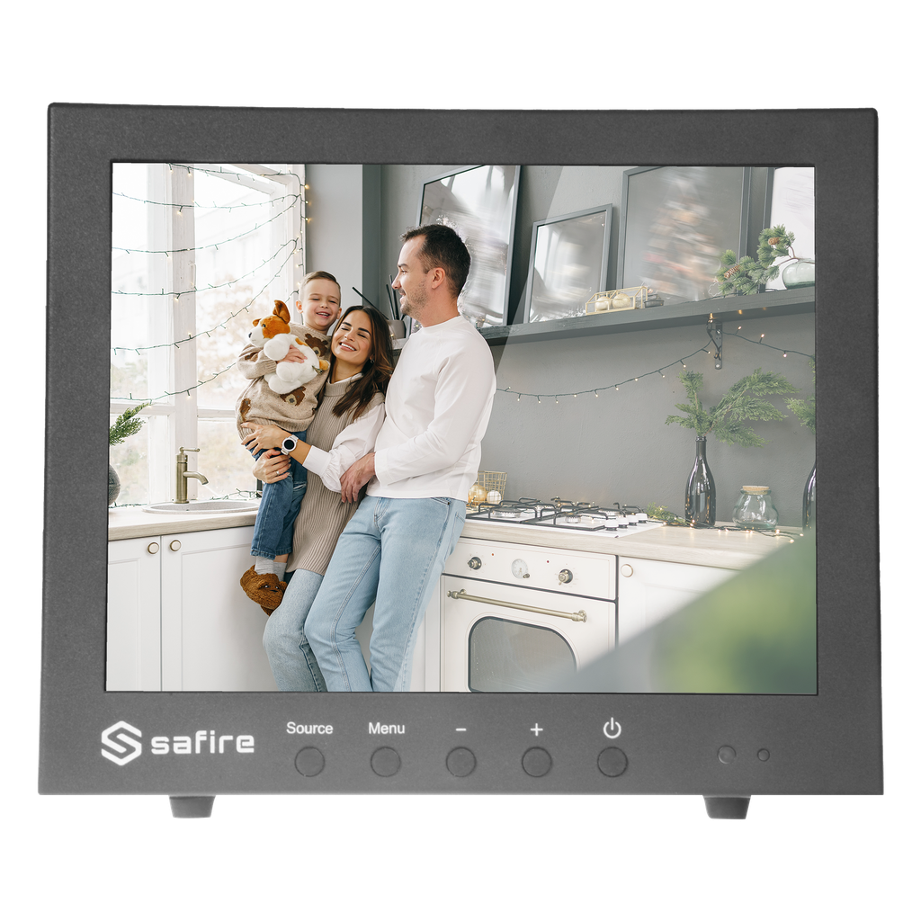 (SF-MNT10BNC-XGA) Écran SAFIRE LED 10" - Conçu pour la vidéosurveillance - Format 4:3 - VGA, HDMI, BNC loop et audio - Résolution 1024x768 - Hauts-parleurs intégrés