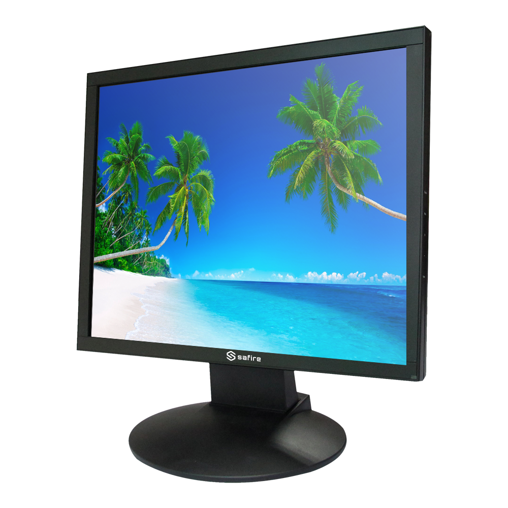 (SF-MNT19-BNC) Écran SAFIRE LED 19" - Conçu pour la vidéosurveillance 24/7 - HDMI, VGA, BNC et Audio - Résolution 1280x1024 - Hauts-parleurs intégrés - Soporte VESA 75x75 mm