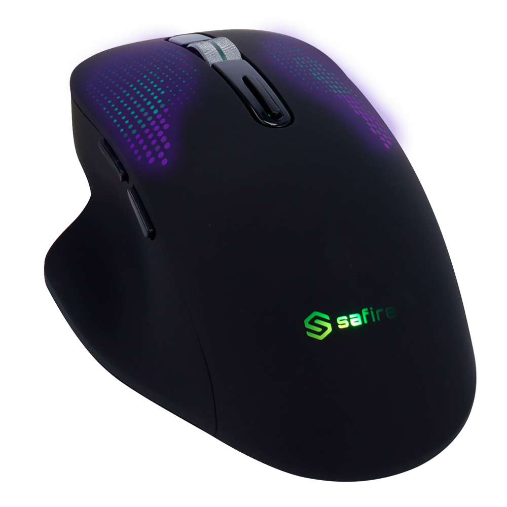 (SF-MOUSE-B) Souris optique sans fil Safire - Fréquence: 2.4GHz RF - Boutons latéraux pour un défilement rapide - Molette de défilement avant et après l'affichage - Réglage de la résolution DPI
