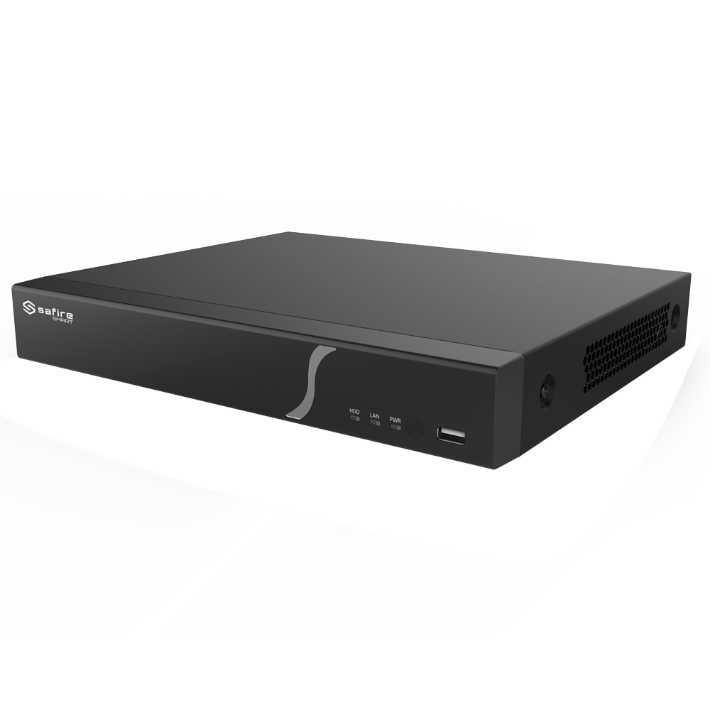 (SF-NVR8108A-8P-B2) Safire Smart - Enregistreur NVR pour caméras IP gamme B2 - 8CH Ports PoE / Compression H.265S / 1HDD - Résolution jusqu'à 12Mpx / Bande passante 80Mbps - HDMI 4K et VGA / Dewarping Fisheye - Reconnaissance faciale, métadonnées vidéo