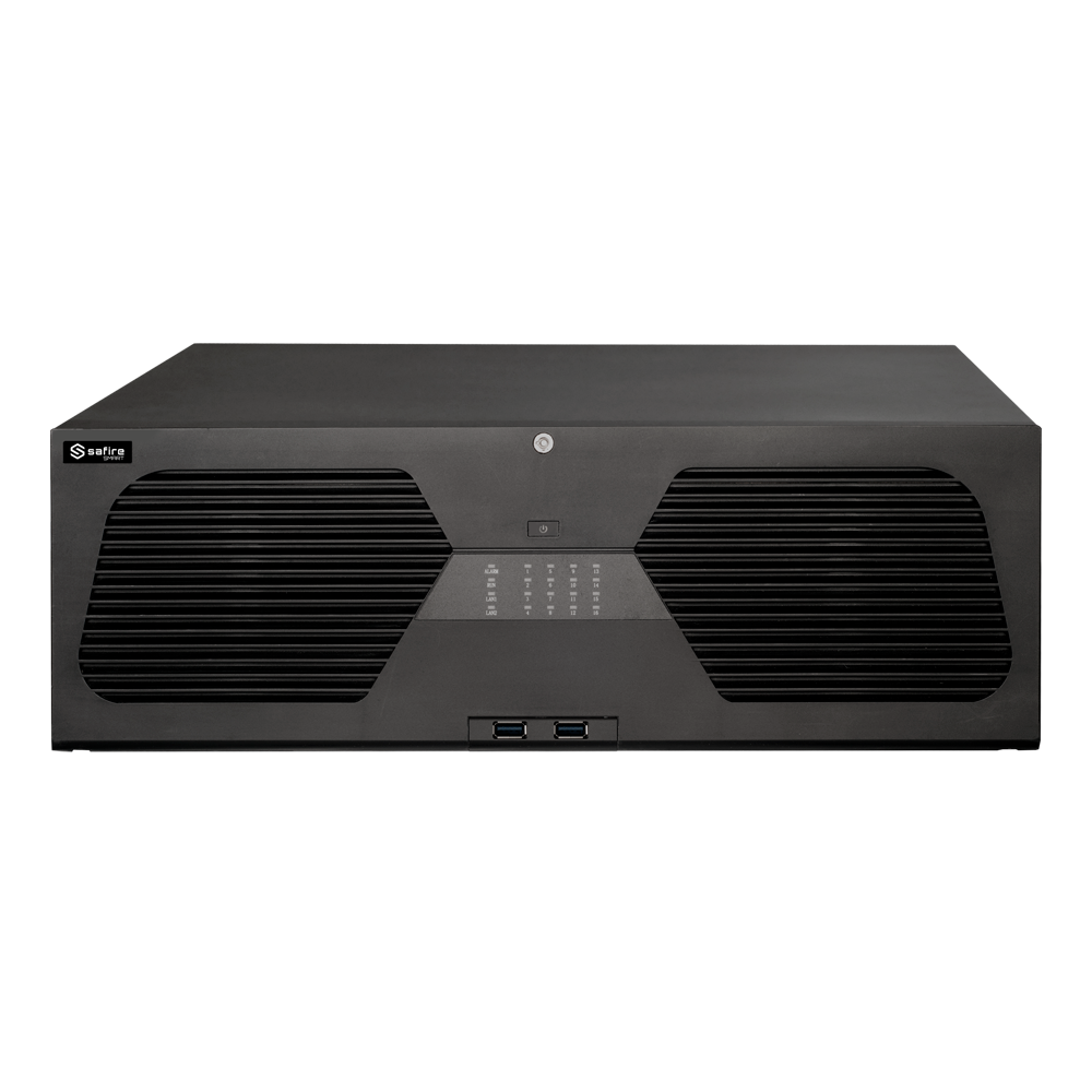 (SF-NVR816128A-A3) Safire Smart - Enregistreur NVR pour caméras IP gamme A3 - 128CH vidéo / Compression H.265S / 8HDD - Résolution jusqu'à 16Mpx / Bande passante 768Mbps - HDMI jusqu'à 8K et VGA / Dewarping Fisheye - Reconnaissance faciale, métadonnées vidéo