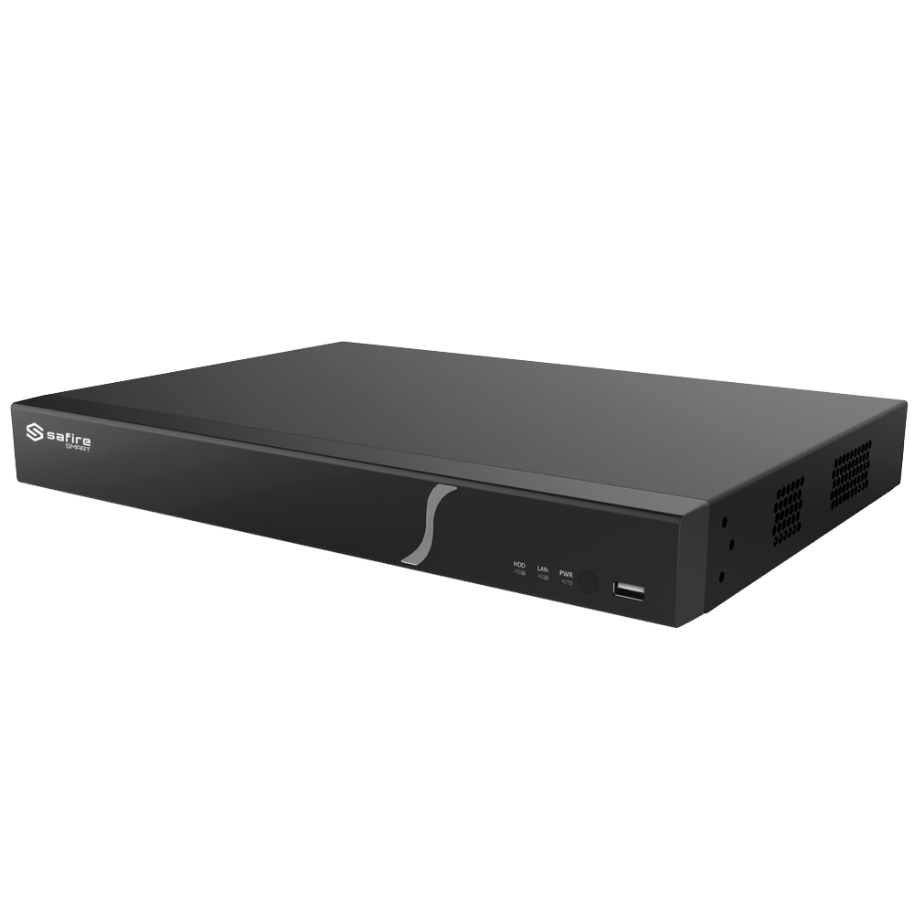 (SF-NVR8216A-16P-B2) Safire Smart - Enregistreur NVR pour caméras IP gamme B2 - 16CH Ports PoE / Compression H.265S / 2HDD - Résolution jusqu'à 12Mpx / Bande passante 160Mbps - HDMI 4K et VGA / Dewarping Fisheye - Reconnaissance faciale, métadonnées vidéo