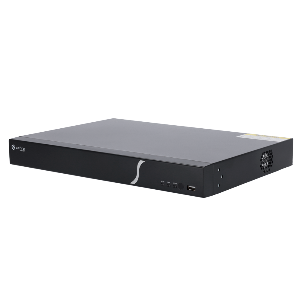 (SF-NVR8216A-B2) Safire Smart - Enregistreur NVR pour caméras IP gamme B2 - 16CH vidéo / Compression H.265S / 2HDD - Résolution jusqu'à 12Mpx / Bande passante 160Mbps - HDMI 4K et VGA / Dewarping Fisheye - Reconnaissance faciale, métadonnées vidéo