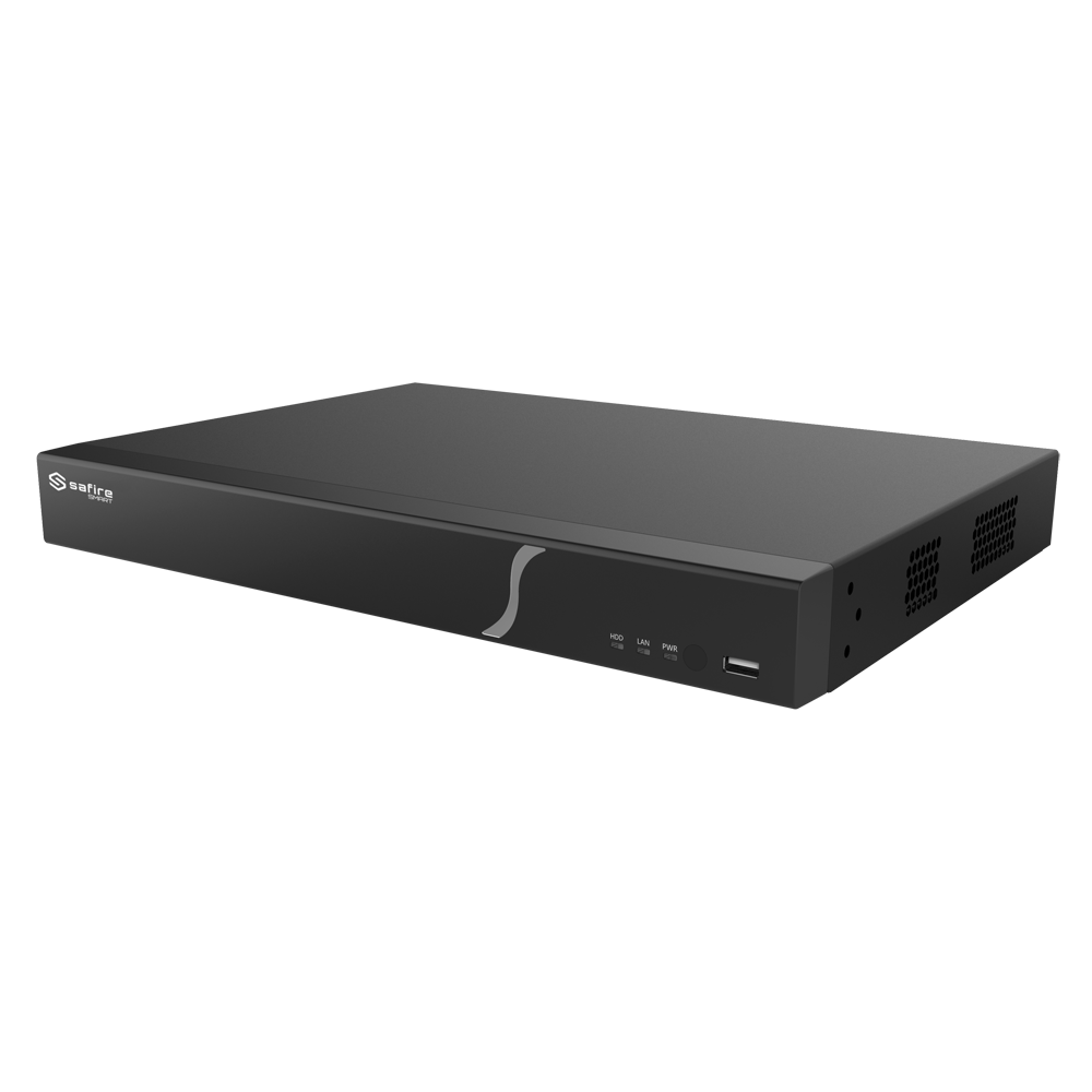 (SF-NVR8232A-B2) Safire Smart - Enregistreur NVR pour caméras IP gamme B2 - 32CH vidéo / Compression H.265S / 2HDD - Résolution jusqu'à 12Mpx / Bande passante 192Mbps - 2 HDMI et VGA / Dewarping Fisheye - Reconnaissance faciale, métadonnées vidéo