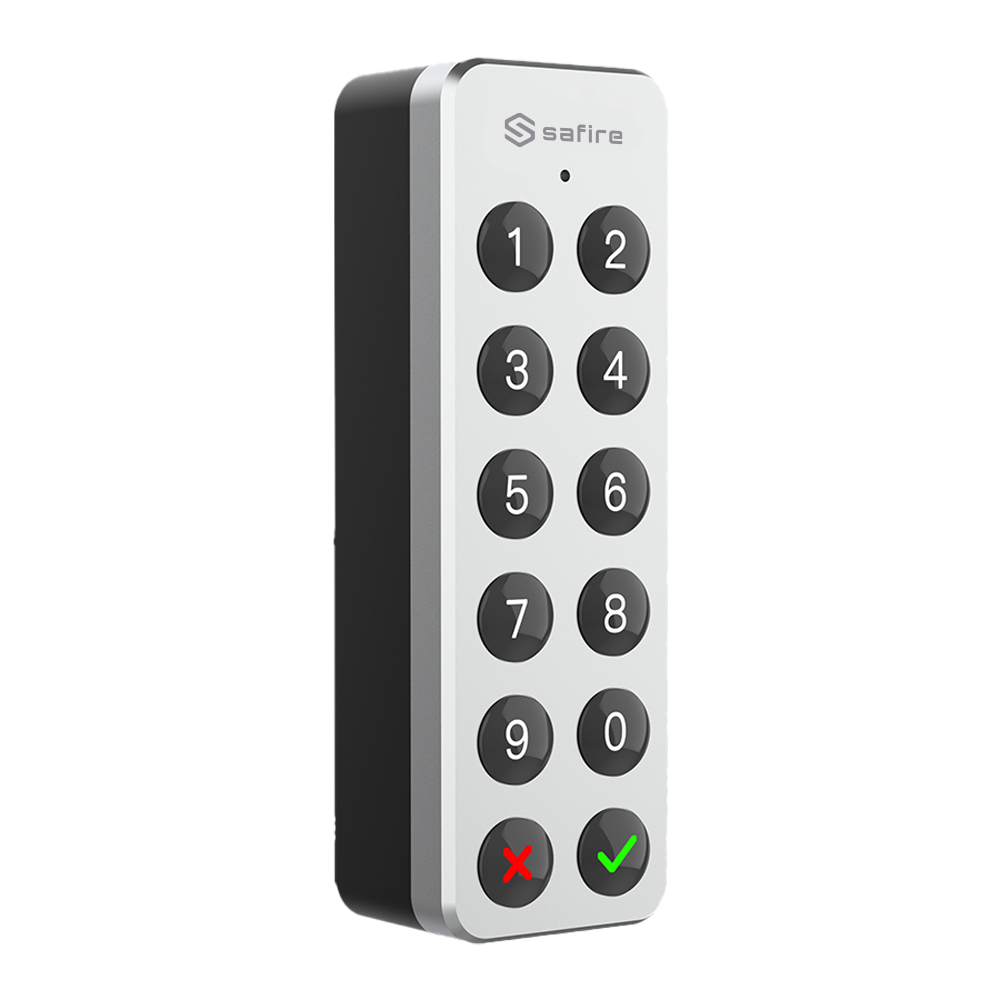 (SF-SLKEYPAD-BT) Accessoire clavier - Compatible avec SF-SMARTLOCK-BT et SF-SLRELAY-BT - Ouverture et fermeture à distance de la serrure et du relais - Ouverture via le clavier - Codes à usage unique ou temporaires - Alimenté par deux piles AA ou par microUSB
