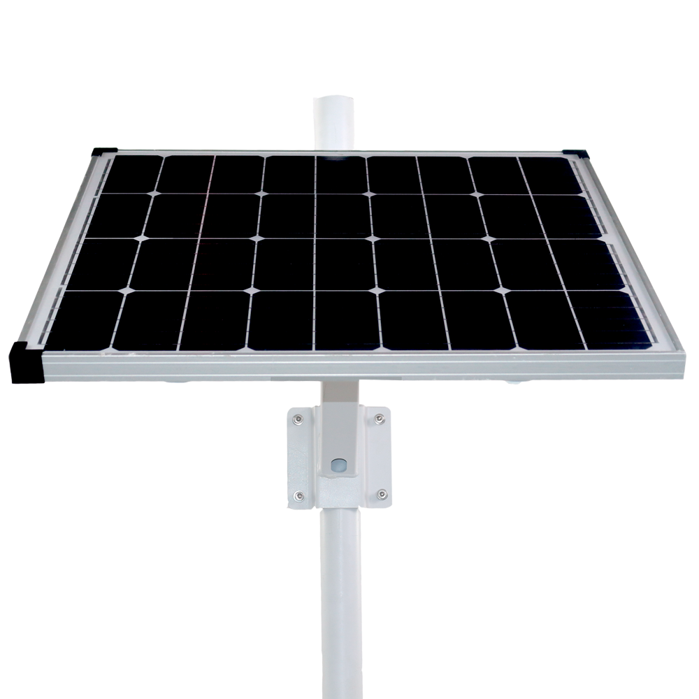 (SF-SOLARKIT-AC-BATT-256WH) Système d'alimentation autonome pour vidéosurveillance - Panneau solaire de 80W - Batterie au lithium LiFePo4 256Wh (20Ah) - Contrôleur MPPT intégré | Convertisseur AC&amp;DC - Support pour fixation sur poteau - RS-485 pour communication | Connexion à l'éclairage public