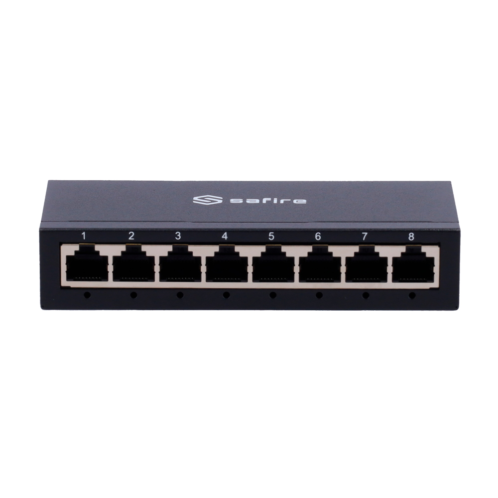 (SF-SW08-G-M) Safire Switch de bureau  - 8 ports Gigabit - Vitesse 10/100/1000 Mbps - Plug &amp; Play - Technologie d'économie d'énergie - Boîtier métallique