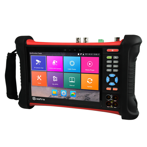 (SF-TESTER7-5N1-4K) Testeur CCTV Multifonctionnel - Prise en charge des caméras HDTVI, HDCVI, AHD, CVBS et IP (4K) - Écran LCD couleur 7" - Test video, audio, câbles UTP et TDR - Batterie intégrée 5000 mAh - Connexion WiFi / Multimètre numérique