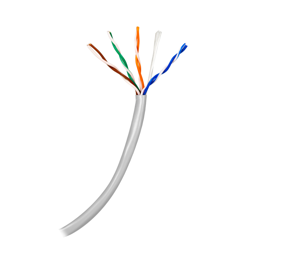 (SF-UTP5E-100-H-24AWG-G) Catégorie 5E de câble UTP Safire - Conducteur CCA - Diamètre 24 AWG-0,52mm -  Conforme au 90m test Fluke - Gaine extérieur LSZH - Livré en boîte de 100m / Couleur grise