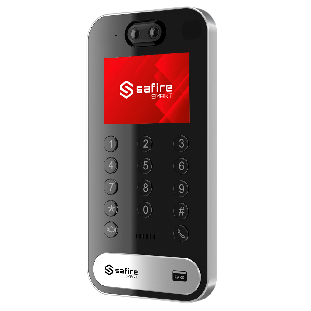 (SF-VI134-IPW-FACIAL) Portier Vidéo IP WiFi - Caméra 2 Mpx | Audio bidirectionnel - Reconnaissance faciale, carte EM/MF et code PIN | 2 relais - Application mobile avec ou sans moniteur - Écran TFT 3.5" | IP67 et IK04 - Installation en surface | PoE