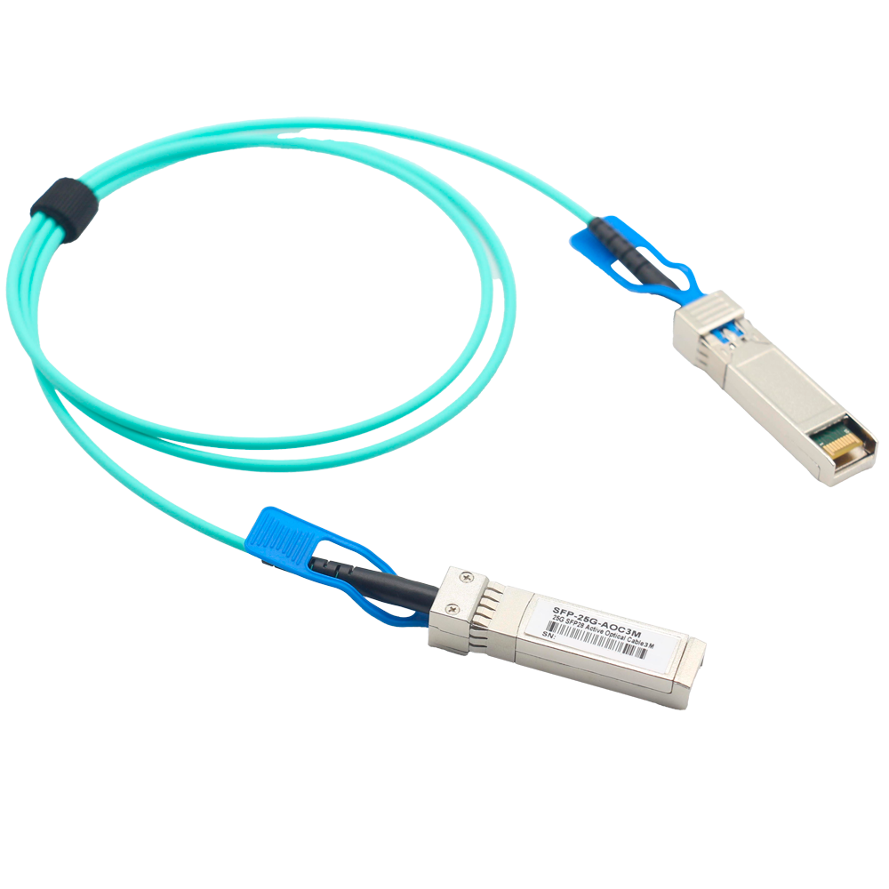 (SFP28-25G-AOC-3M) Câble de connexion directe SFP28 - Vitesse 25Gbps - Modules SFP28 aux deux extrémités - Idéal pour empilage de switches - 3 Mètres de longueur - Câble optique