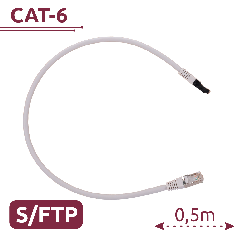 (SFTP6A-H-05W) Câble SFTP - Ethernet - Connecteurs RJ45 - Catégorie 6A - 0,5 m - Couleur blanche