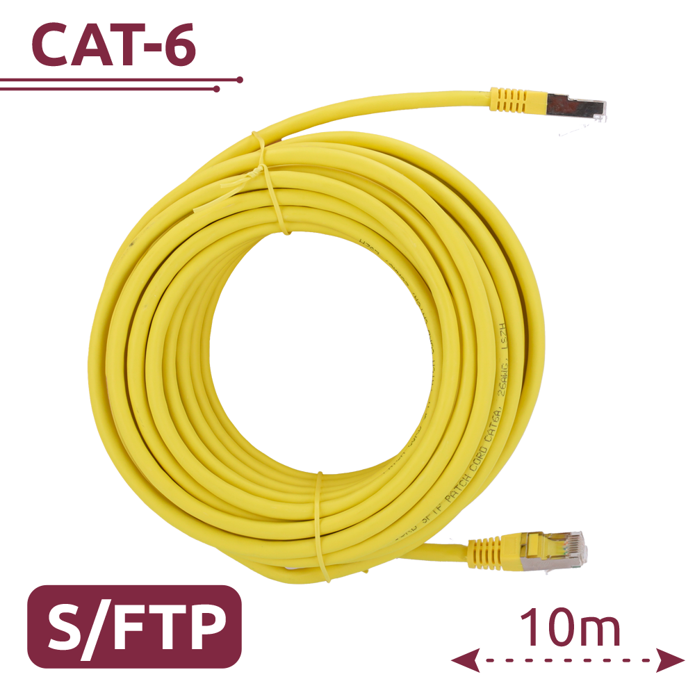 (SFTP6A-H-10Y) Câble SFTP - Ethernet - Connecteurs RJ45 - Catégorie 6A - 10 m - Jaune