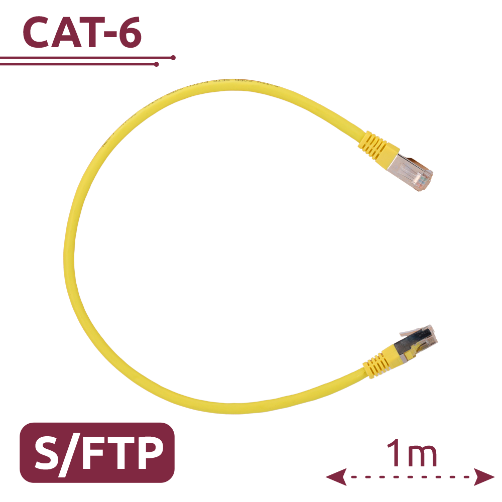 (SFTP6A-H-1Y) Câble SFTP - Ethernet - Connecteurs RJ45 - Catégorie 6A - 1 m - Jaune