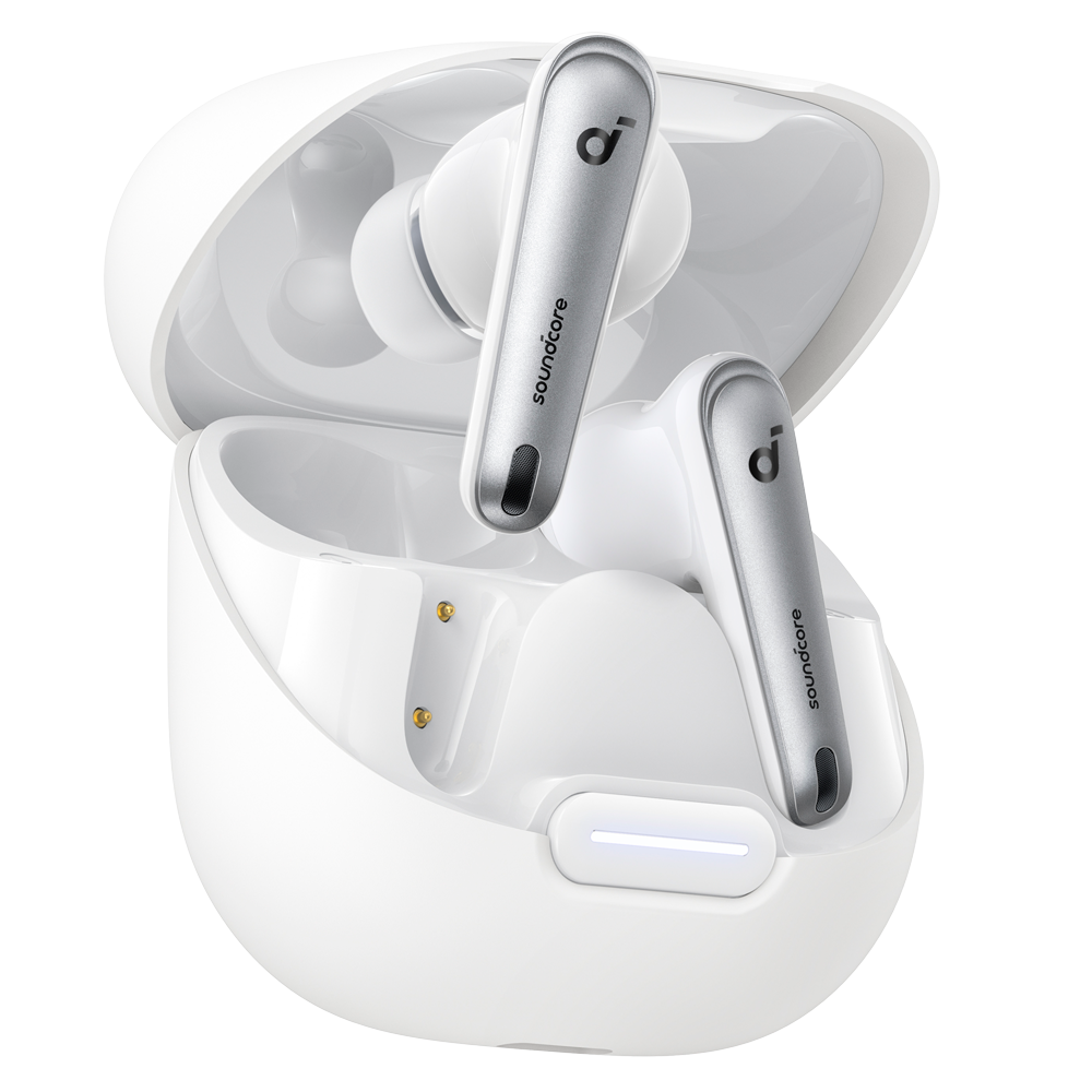 (SNC-LIBERTY-4NC-W) Casque sans fil Soundcore d'Anker - 50 heures de lecture - 6 microphones - Personnalisation via l'application Soundcore - Résistants à l'eau IPX4  - Couleur blanche