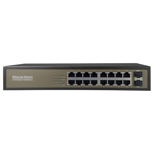 (SW1816GT-2GF) Switch de bureau - 16 ports Gigabit RJ45 - 2 SFP Uplink Port 10/100/1000 Mbps - Vitesse 10/100/1000 Mbps - Plug &amp; Play - Technologie d'économie d'énergie