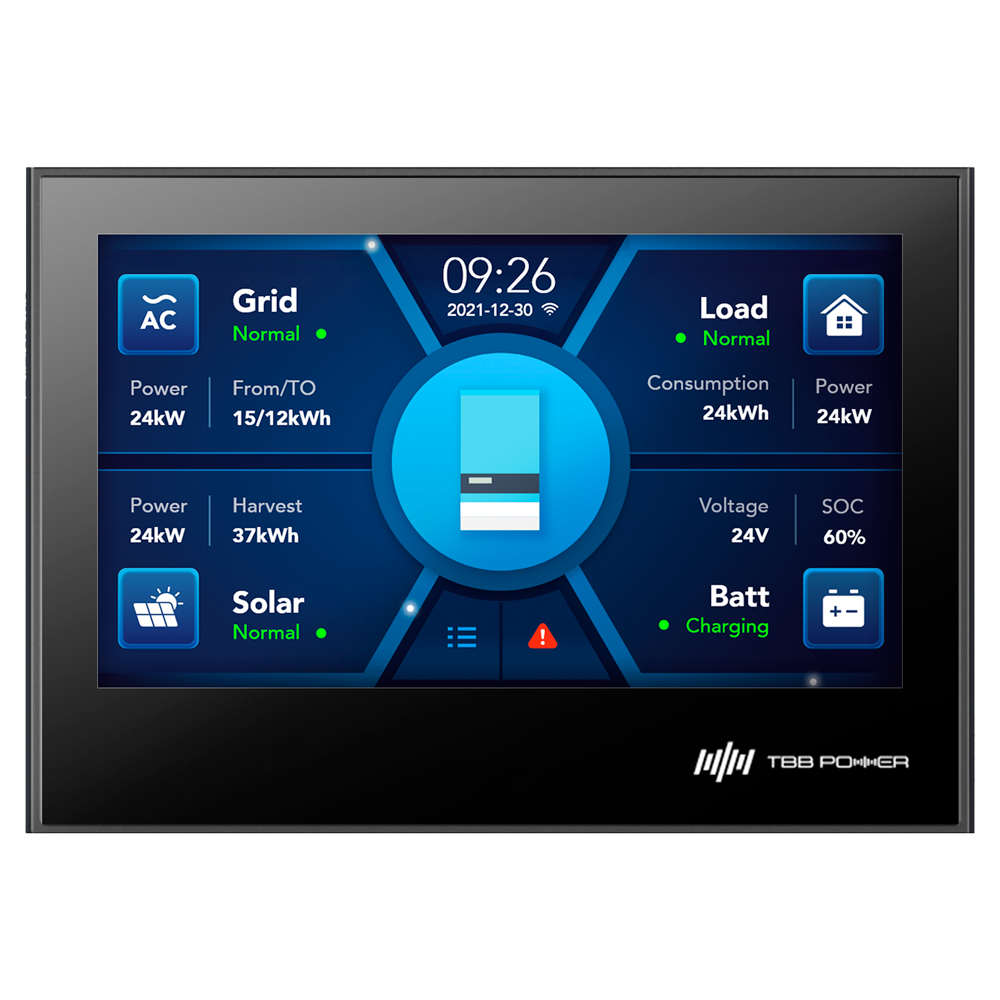 (TBB-E4-MONITOR) Ecran LCD TBB - Compatible avec les onduleurs RioSun II - Surveillance, programmation et contrôle - Systèmes parallèles et triphasés - Communique avec les batteries et les générateurs