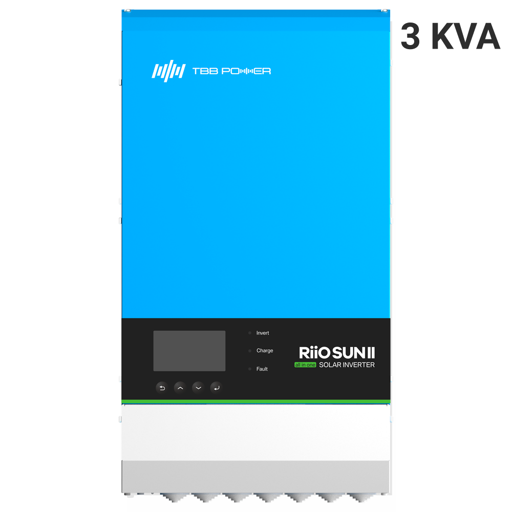 (TBB-RIOSUN2-3KVA-S) Inversor todo en uno TBB - Potencia 3000W - 1 entrada MPPT - Inversor, cargador y regulador - Compatible con baterías - Módulo de comunicación Wi-Fi