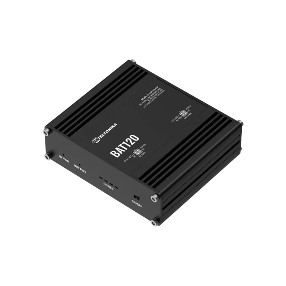 (TK-BAT120) Teltonika UPS - Tension d'entrée 9 - 30 VDC / Sortie 9 - 30 VDC - Protection contre les inversions de polarité - Protection contre les surtensions - 2 Batteries Li-Ion 18650 (incluses) - Capacité de la batterie 2600 mAh 17 Wh