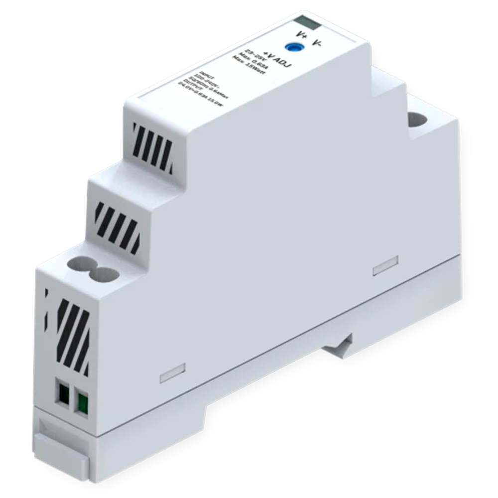 (TK-PR321NP0) Fuente de alimentación  - Salida DC 24 V 0.63 A / 15 W - Voltaje entrada 90-264 VAC 50/60Hz - Dimensiones 18 x 90 x 58 mm - Montaje en carril DIN - Protección: Sobrecarga/Sobrevoltaje/Cortocircuito